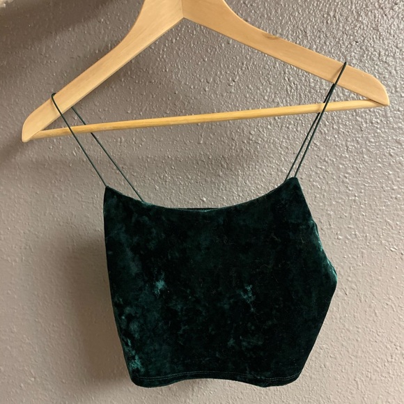 Garage Green Velvet Crop Top - Picture 1 of 3